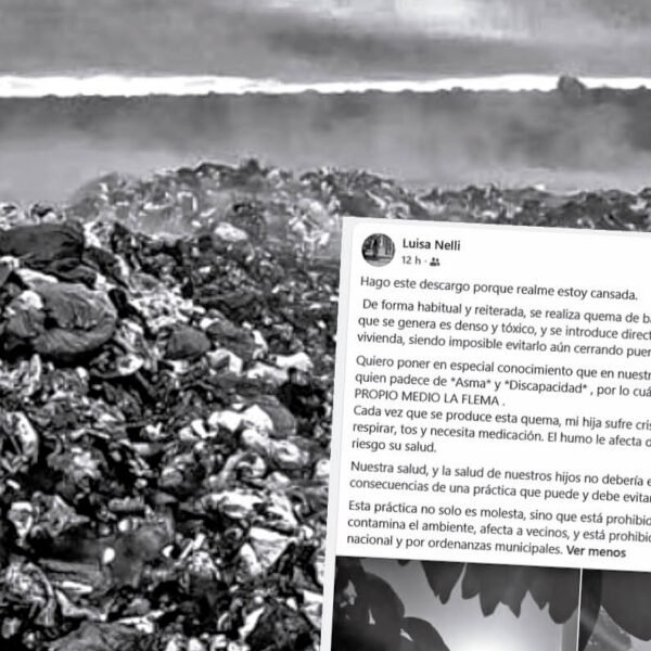 El reclamo de una familia por la quema de basura en Santa Elena