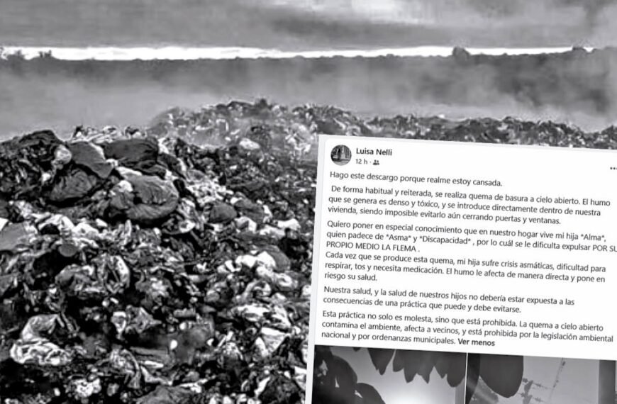 El reclamo de una familia por la quema de basura en Santa Elena